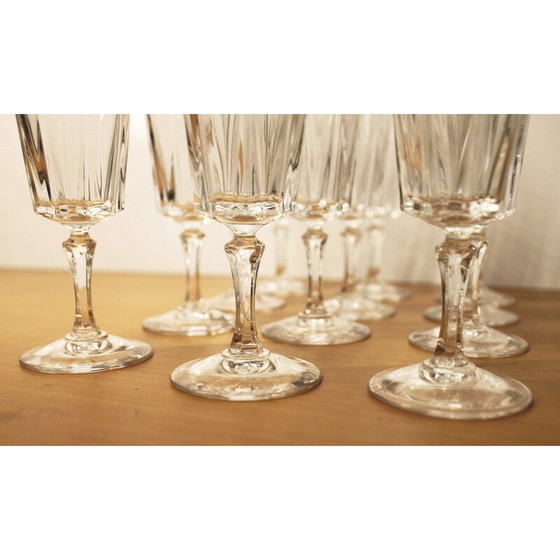 Image 1 of Set of 12 vintage "Versailles" champagne flutes in Arques crystal, 1970