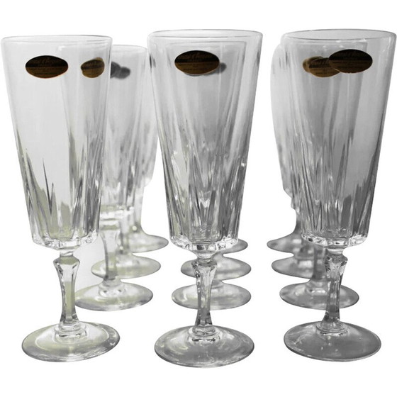 Image 1 of Set of 12 vintage "Versailles" champagne flutes in Arques crystal, 1970