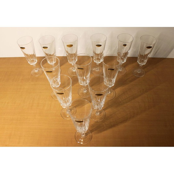 Image 1 of Set of 12 vintage "Versailles" champagne flutes in Arques crystal, 1970