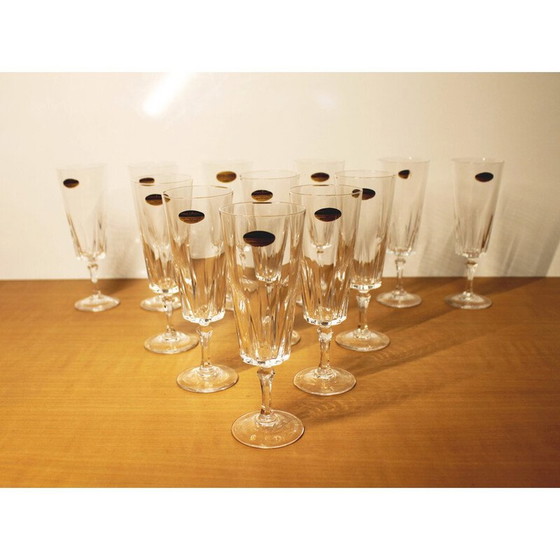 Image 1 of Set of 12 vintage "Versailles" champagne flutes in Arques crystal, 1970