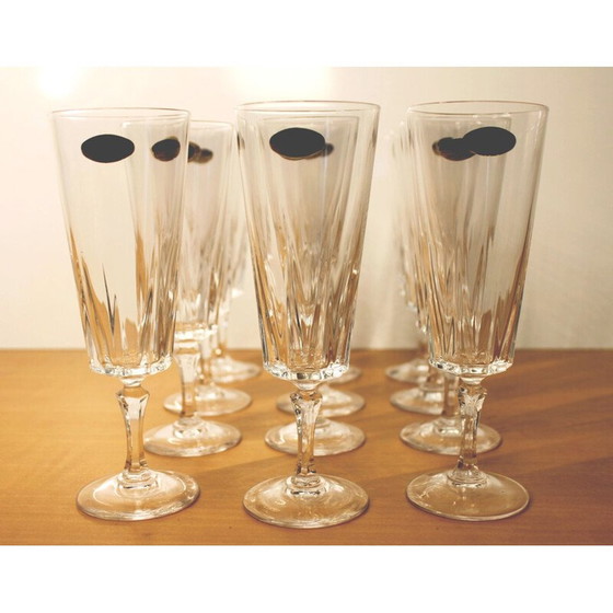 Image 1 of Set of 12 vintage "Versailles" champagne flutes in Arques crystal, 1970