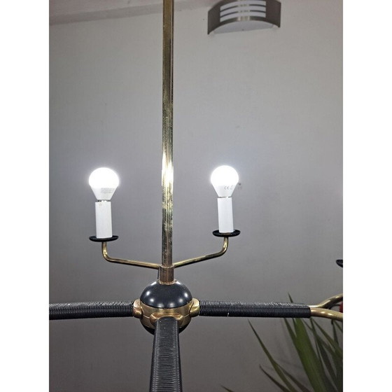 Image 1 of Lampadario vintage Stilnovo in ottone con 8 bracci, Italia anni '50