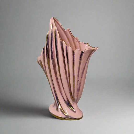 Image 1 of Étonnant vase rose et or des années 1960 par SICAS, édition limitée. Fabriqué en Italie