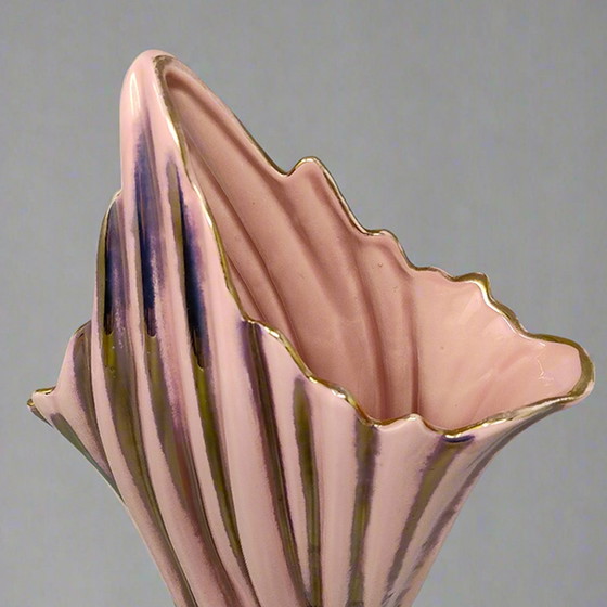 Image 1 of Étonnant vase rose et or des années 1960 par SICAS, édition limitée. Fabriqué en Italie