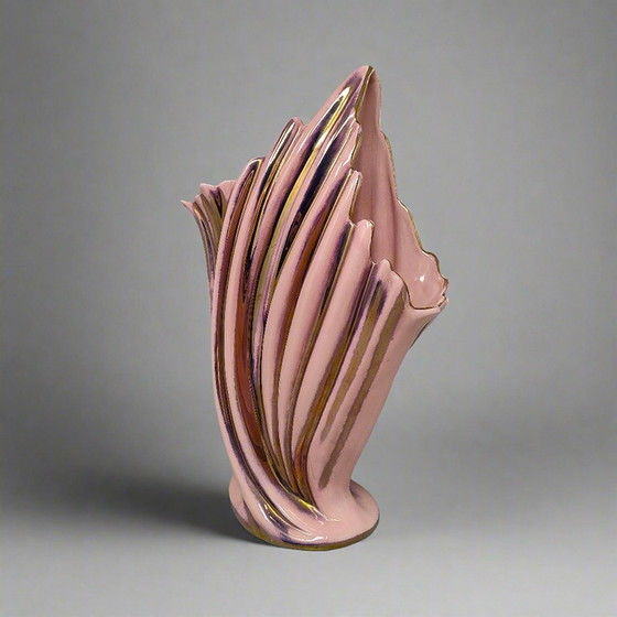 Image 1 of Étonnant vase rose et or des années 1960 par SICAS, édition limitée. Fabriqué en Italie