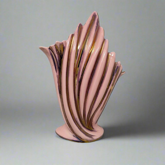 Image 1 of Étonnant vase rose et or des années 1960 par SICAS, édition limitée. Fabriqué en Italie