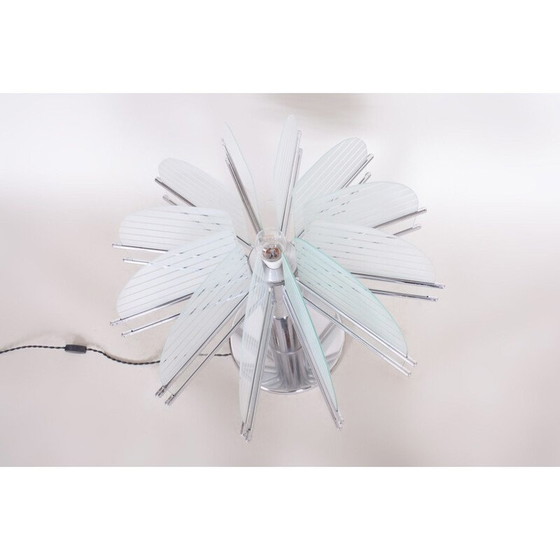 Image 1 of Lampada vintage in vetro sabbiato e acciaio cromato di Kamenický Šenov, 1950