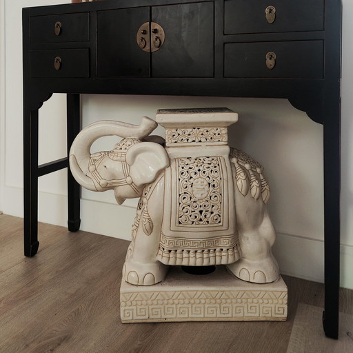 Ceramic Vintage Elephants, Plant Table/Side Table