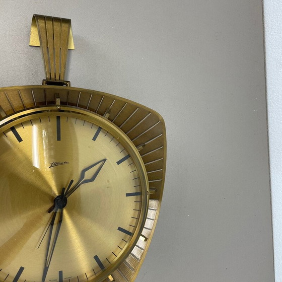 Image 1 of Vintage wall clock in brass and metal for Atlanta Electric, Germany 1950s