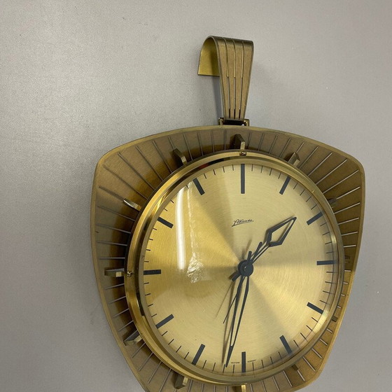 Image 1 of Vintage wall clock in brass and metal for Atlanta Electric, Germany 1950s