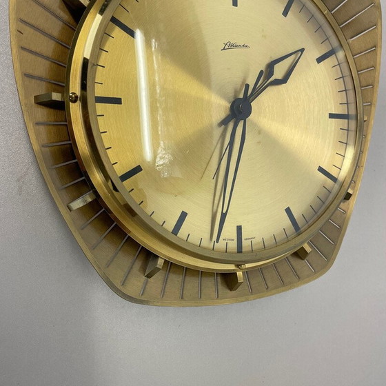Image 1 of Vintage wall clock in brass and metal for Atlanta Electric, Germany 1950s