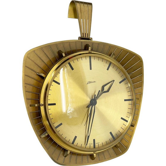 Image 1 of Vintage wall clock in brass and metal for Atlanta Electric, Germany 1950s