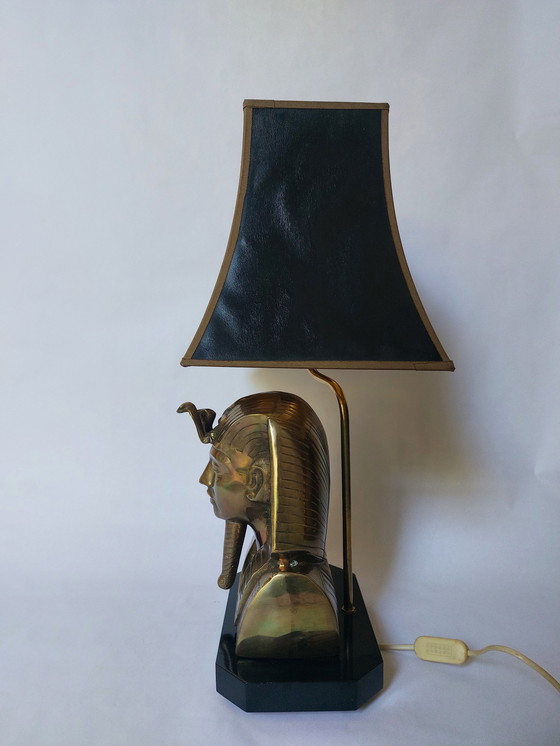 Image 1 of Hollywood regency pharaoh brass table lamp