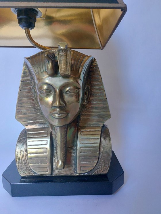 Image 1 of Hollywood regency pharaoh brass table lamp