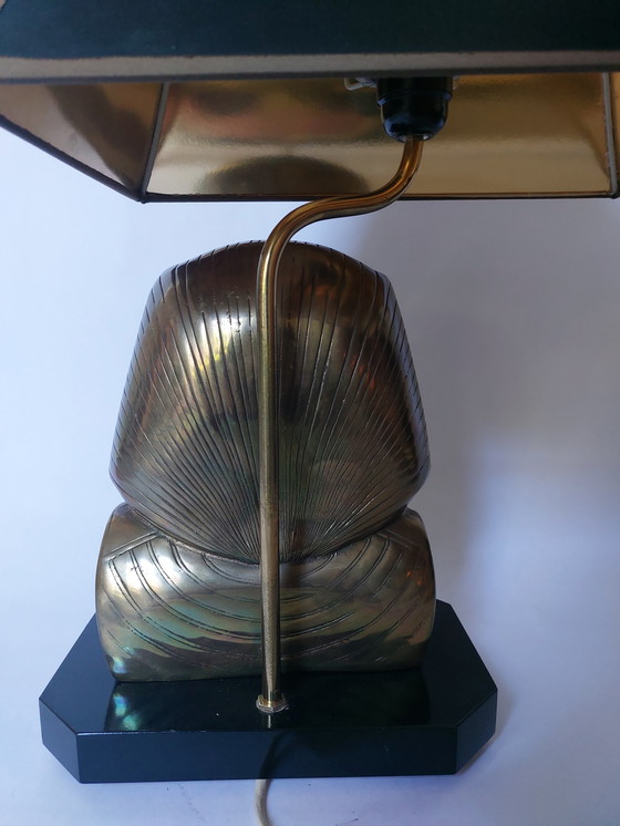 Image 1 of Hollywood regency pharaoh brass table lamp