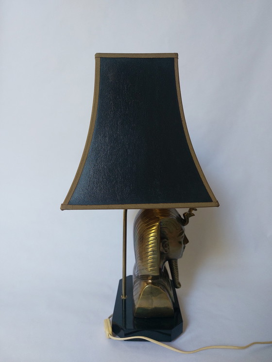 Image 1 of Hollywood regency pharaoh brass table lamp