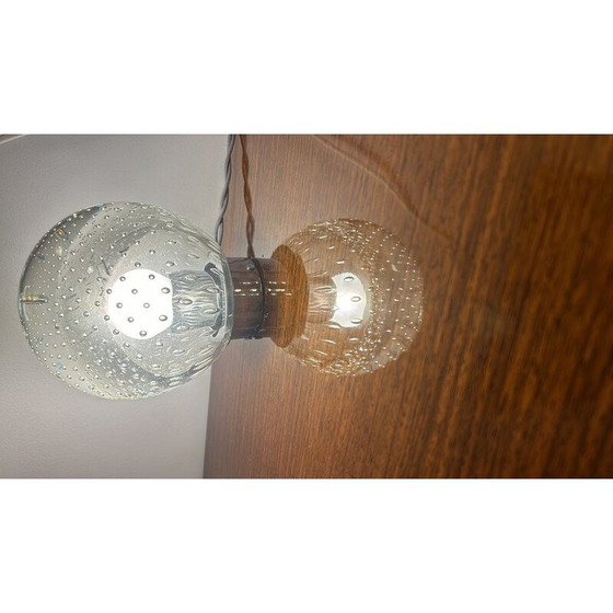 Image 1 of Pair of vintage Murano glass and chrome metal ball lamps, 1960