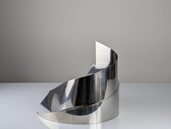 Image 1 of Steel Sculpture “Silver Wind” Vertical By Joaquin Torres & Rafael Llamazares 