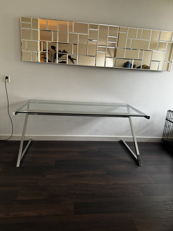 Image 1 of Zeolith Chrome Desk With Glass Top