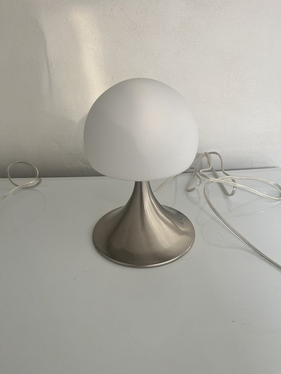 Image 1 of Pair Of Opaline Mushroom Lamps