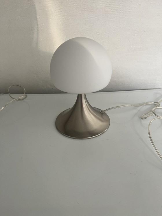 Image 1 of Pair Of Opaline Mushroom Lamps