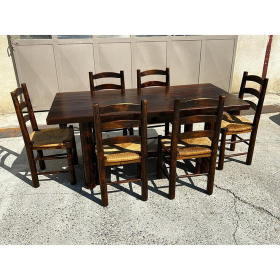 Image 1 of Vintage pine and oak dining set by Georges Robert, 1960