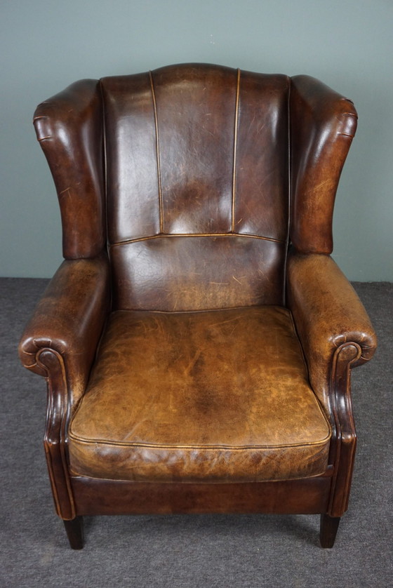 Image 1 of Sheep leather wing chair