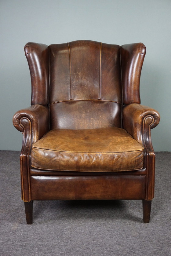 Image 1 of Sheep leather wing chair