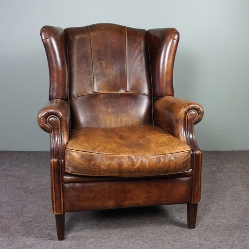 Sheep leather wing chair