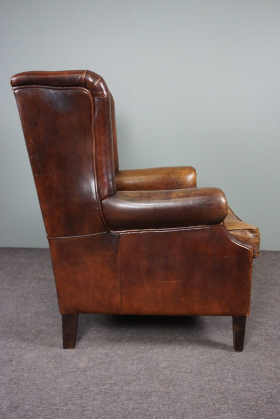 Image 1 of Sheep leather wing chair