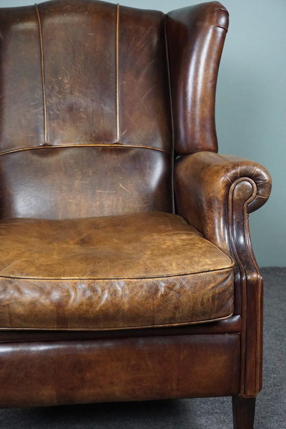 Image 1 of Sheep leather wing chair