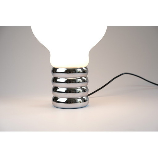 Vintage "Bulb" table lamp in chrome metal and blown glass by Ingo Maurer for Design-M, Germany 1966
