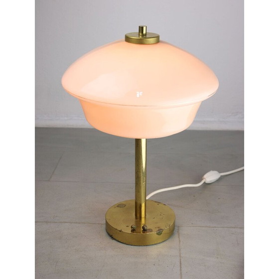 Image 1 of Lampada da tavolo in ottone e vetro di metà secolo