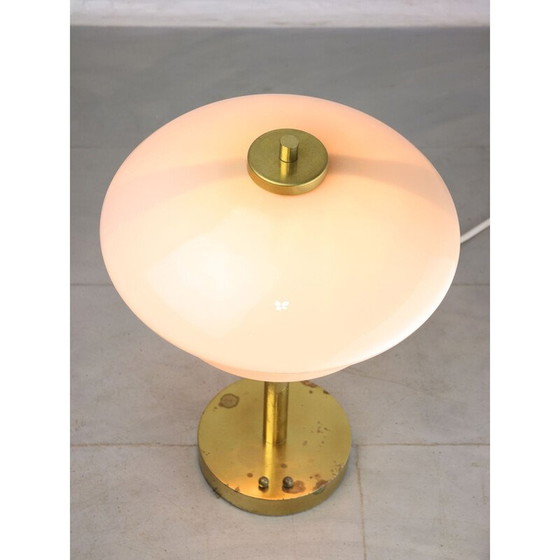 Image 1 of Lampada da tavolo in ottone e vetro di metà secolo