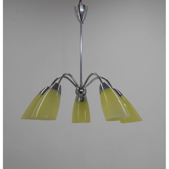 Image 1 of Mid-century 5-flamming chandelier, Czechoslovakia 1950s