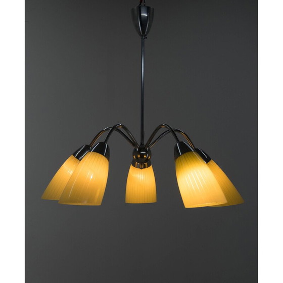 Image 1 of Mid-century 5-flamming chandelier, Czechoslovakia 1950s
