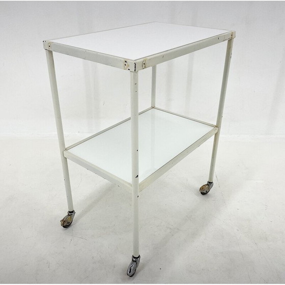 Image 1 of Vintage hospital trolley with opaxite glass, 1950s