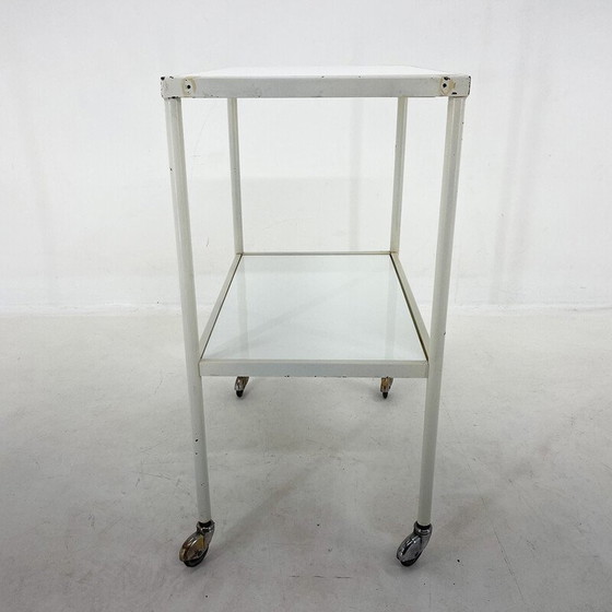 Image 1 of Vintage hospital trolley with opaxite glass, 1950s