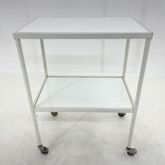 Image 1 of Vintage hospital trolley with opaxite glass, 1950s