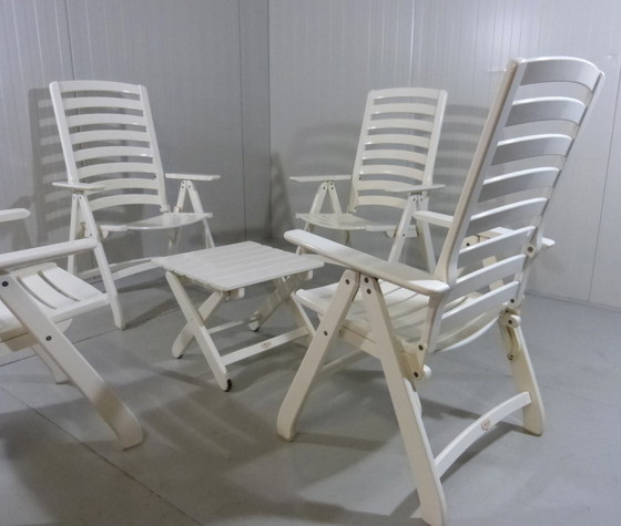 Image 1 of Herlag wooden garden chairs & ottoman/table 1970's