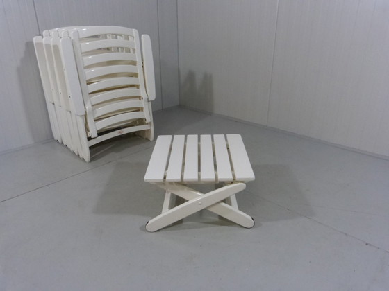 Image 1 of Chaises de jardin en bois Herlag et ottoman/table 1970