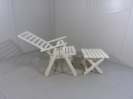 Image 1 of Chaises de jardin en bois Herlag et ottoman/table 1970