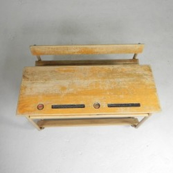 Image 1 of Industrial 2 person school desk - 1950s