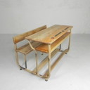 Bureau d'écolier industriel pour 2 personnes - années 1950