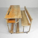 Bureau d'écolier industriel pour 2 personnes - années 1950