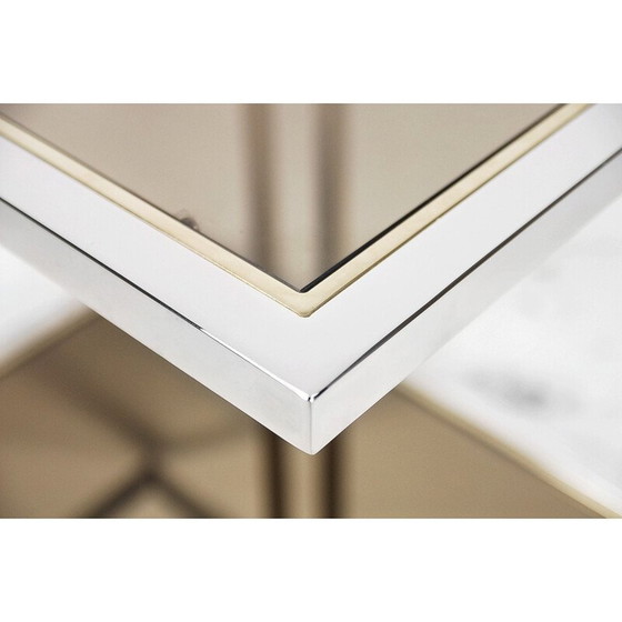 Image 1 of Carrello bar vintage in oro e cromo di Belgo Chrom, Belgio, 1970