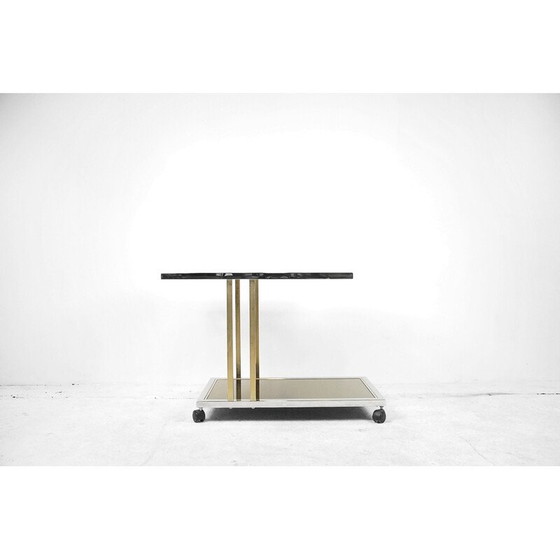 Image 1 of Carrello bar vintage in oro e cromo di Belgo Chrom, Belgio, 1970