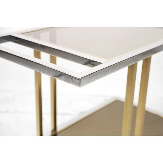 Image 1 of Carrello bar vintage in oro e cromo di Belgo Chrom, Belgio, 1970