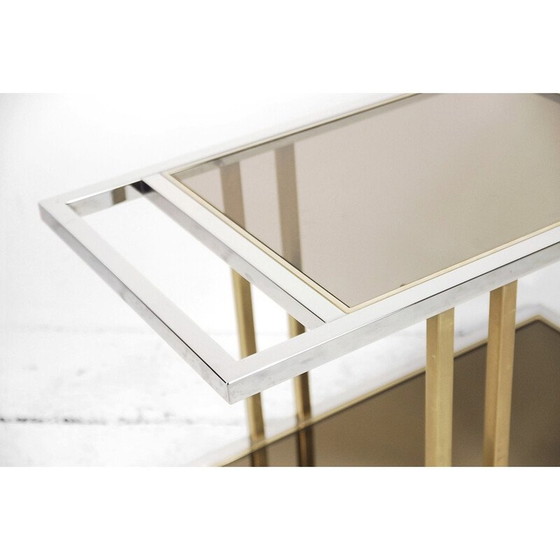 Image 1 of Carrello bar vintage in oro e cromo di Belgo Chrom, Belgio, 1970