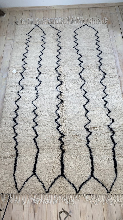 Berber Carpet Abstract Black White New